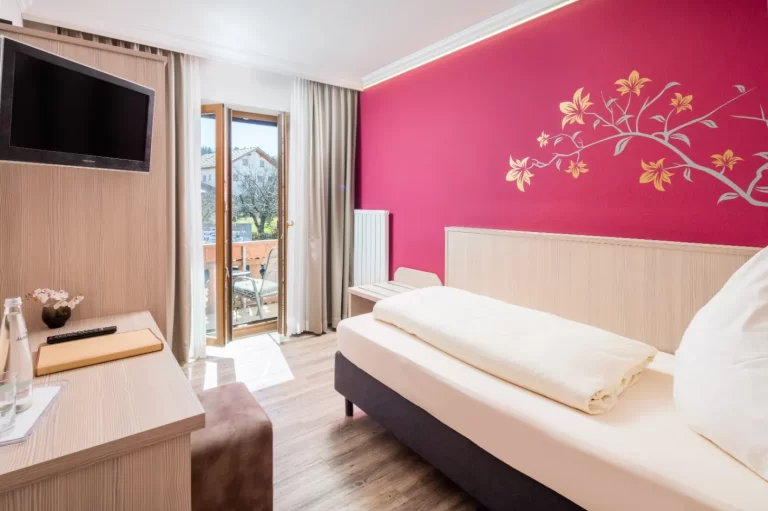 Ausblick zur Dorfseite im Standard Einzelzimmer.